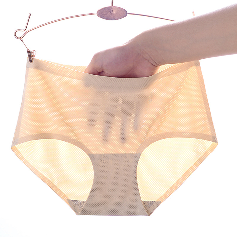 Massive spot one-piece breathable mesh underwear Ice Silk seamless underwear women's solid color waist briefs underwear women