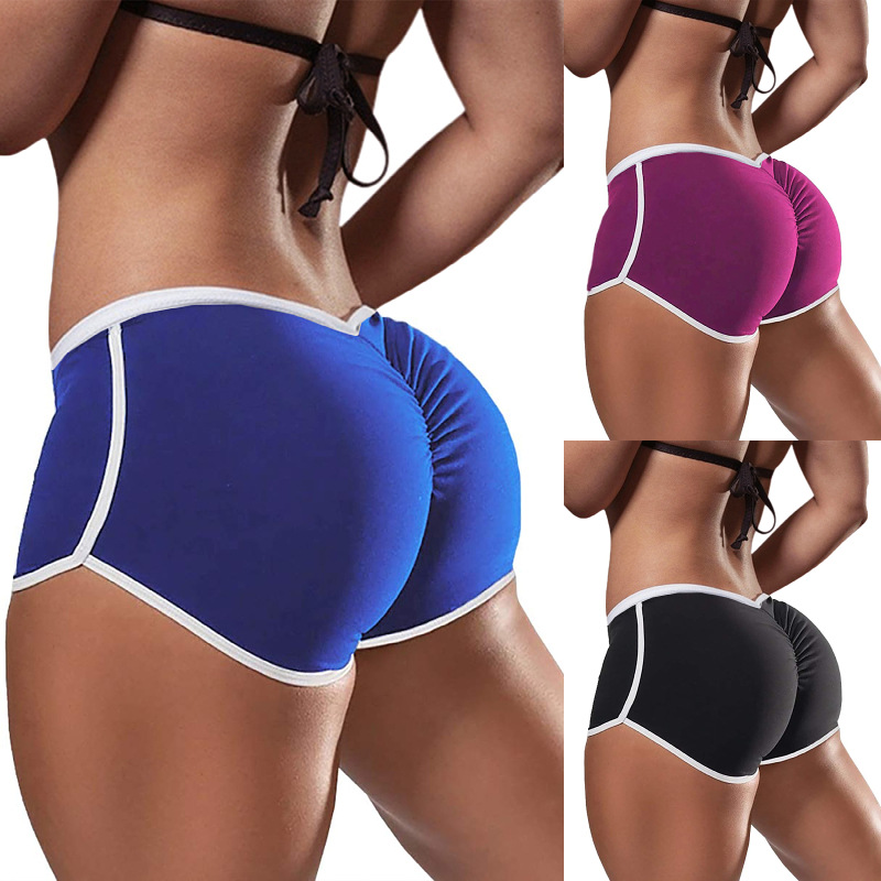 Summer Women's Large Size Sexy Solid Color Low Waist Sports Running Tight Hip Shorts