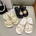 high-value sweet flower flat two-wear female trawl popular all-match summer out sandals and slippers for women in summer