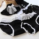 Lace-edged Love Girl Underwear Student Cotton Crotch Mid-waist Women's Shorts Women's C- 3 Lolita Black Series