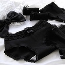 Lace-Trimmed Girl's Underwear Japanese Style Pure Black Sheath Pure Cotton Crotch Mid-Waist Women's Underwear Women's Lolita C089