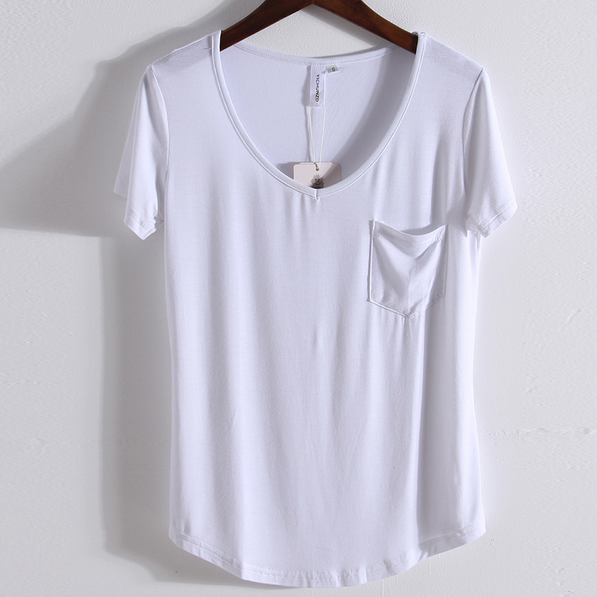 large size women's modal white short sleeve t-shirt women solid color top Summer factory