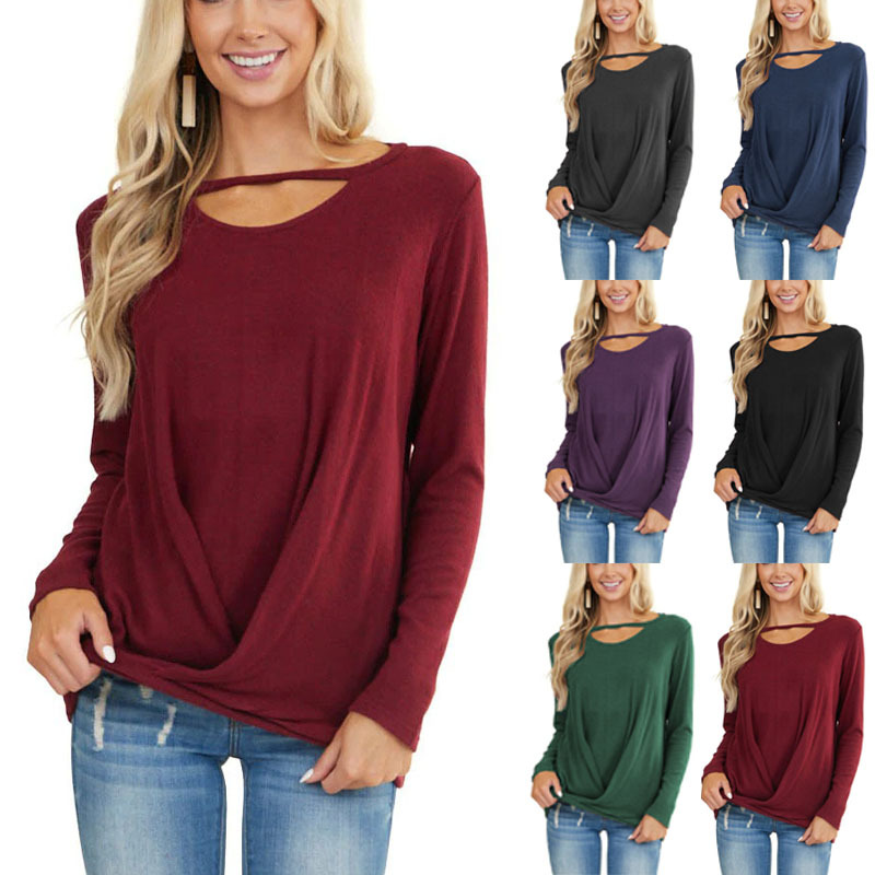 Kink T-shirt Casual Loose Solid Color Top for Autumn and Winter