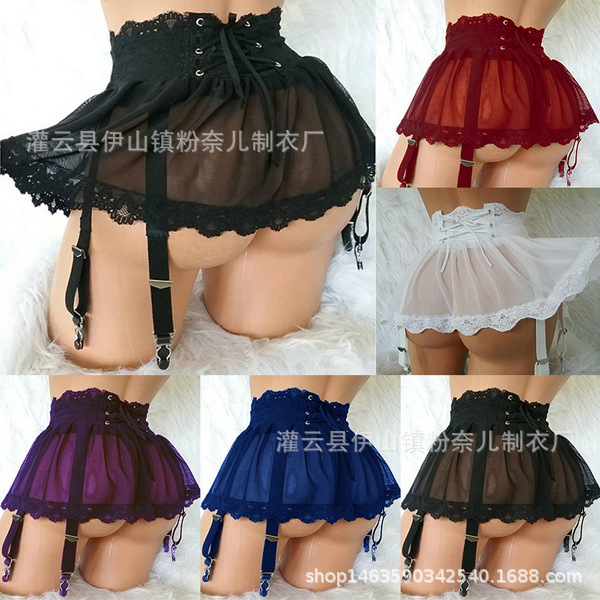 Sexy Lace Lace Back Waist Sending Strap Hanging Clip Sexy Short Nightgown N4046