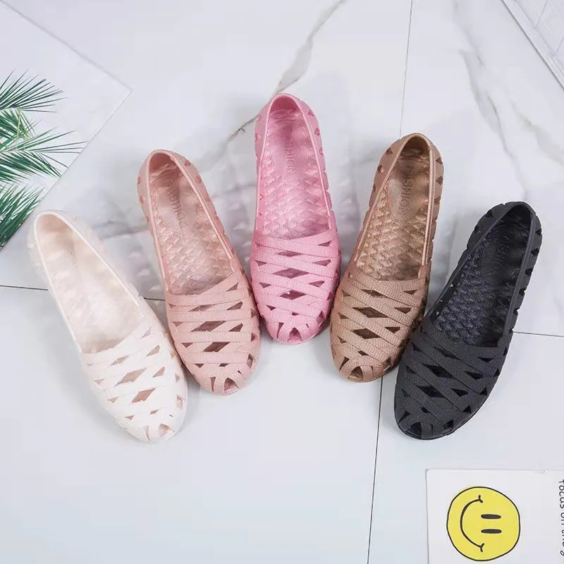 Summer Chanel Style Flat Women's Sandals Jelly Shoes Explosive Large Size Mother's Sandals Girl's Outwear Fashion