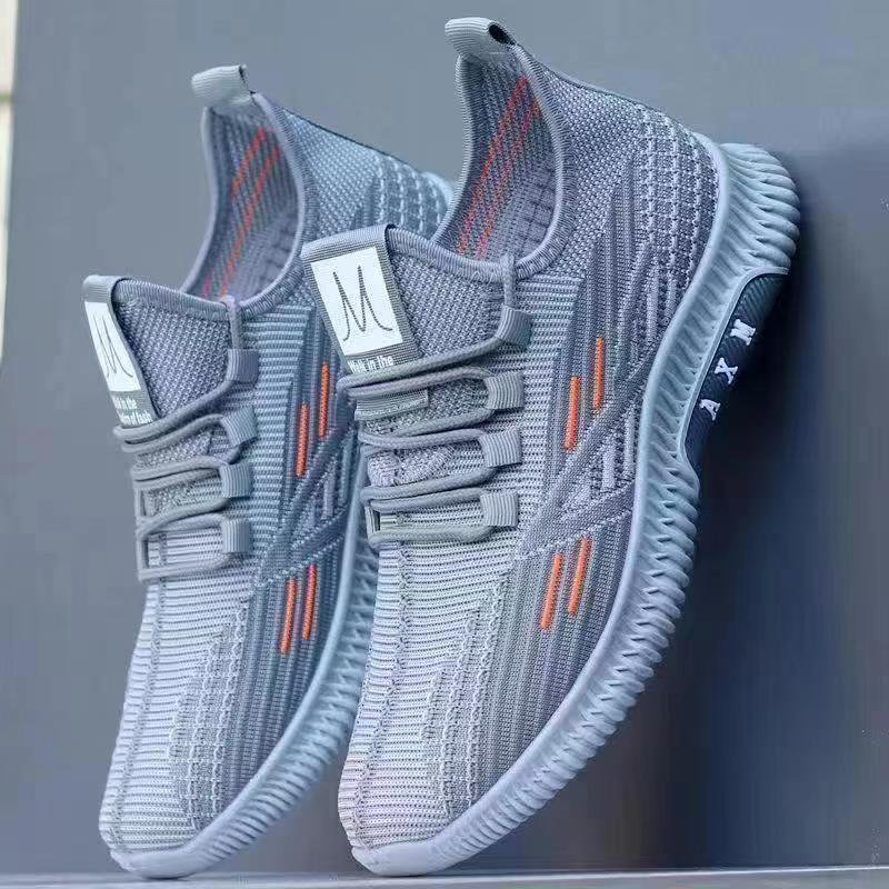 Spring Sports Casual Shoes Men's Running Shoes Student Flying Weaving Breathable Men's Shoes Fashion Mesh Men's Shoes