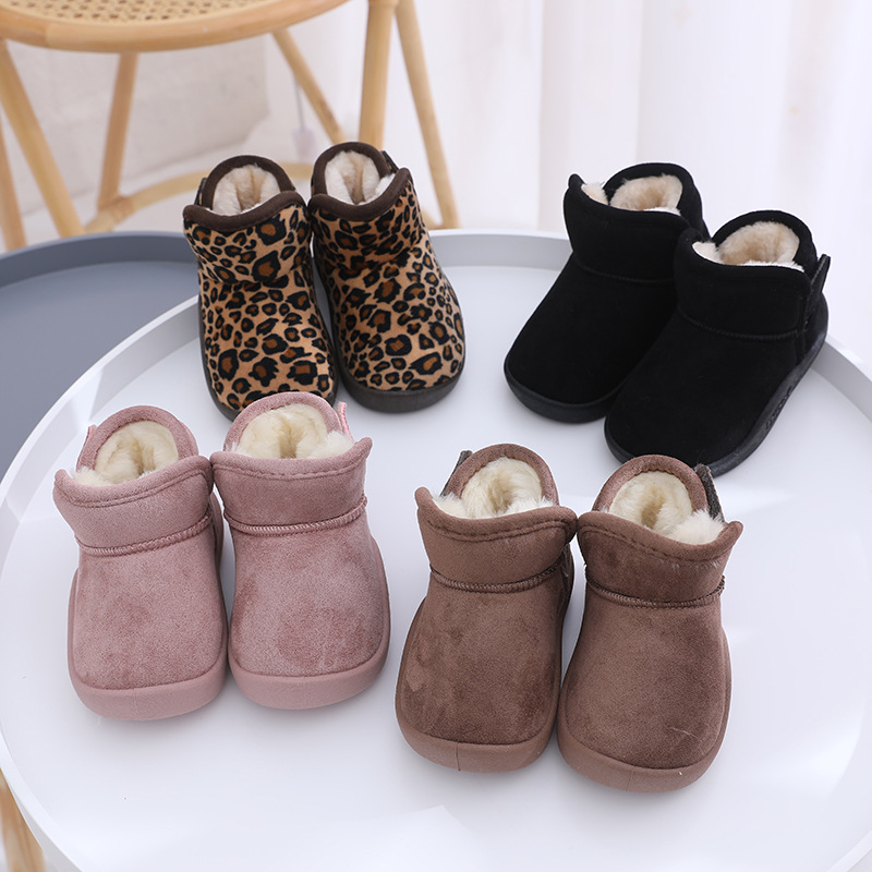 Children's snow boots plus velvet padded warm soft bottom baby winter shoes boys big cotton shoes little girls cotton boots