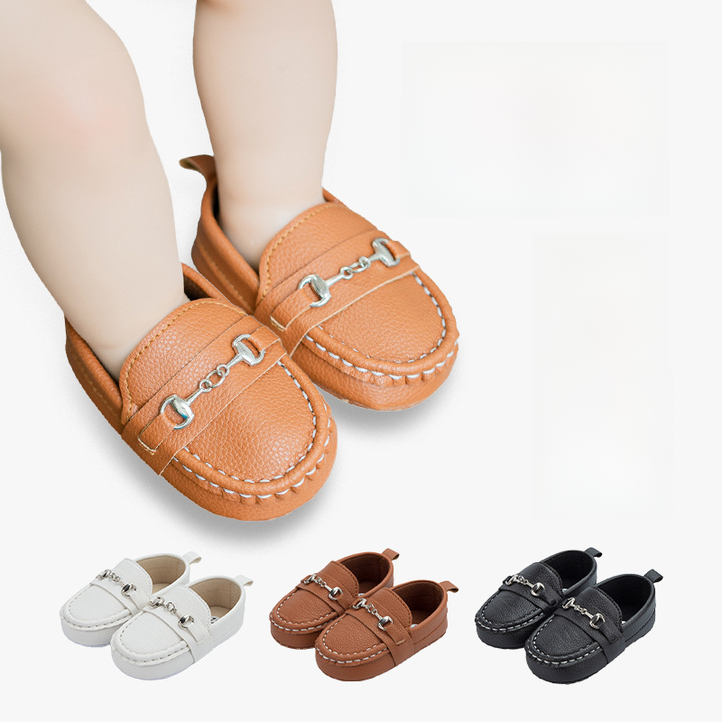 Spring and Autumn Baby Shoes 0-1 Year Old British Style Soft Sole Baby Toddler Shoes Beans Shoes Leather Shoes Baby Shoes