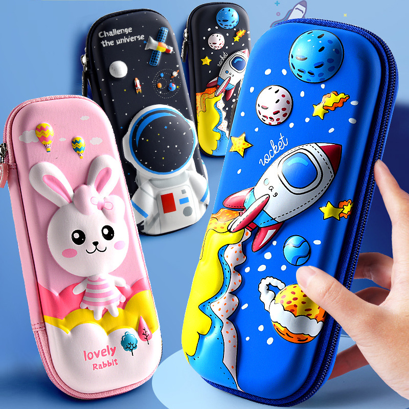 Cartoon 3D three-dimensional primary school students' pencil case anti-fall Korean children's stationery case spot a generation of pencil case