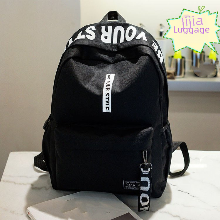 backpack canvas large capacity junior high school student fashion letter backpack trendy Korean style student schoolbag