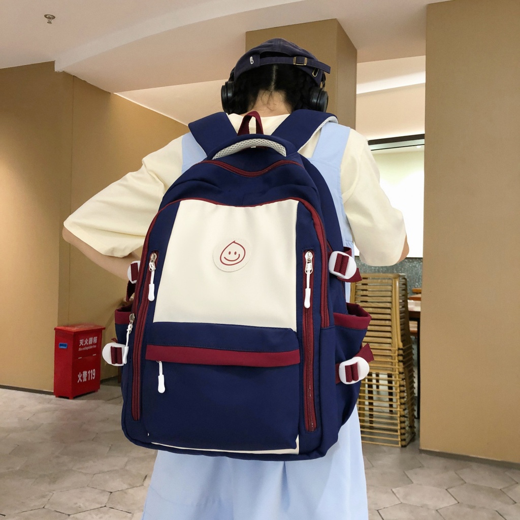 Schoolbag female ins style Korean high school junior high school student large capacity backpack simple middle school student burden reduction casual backpack
