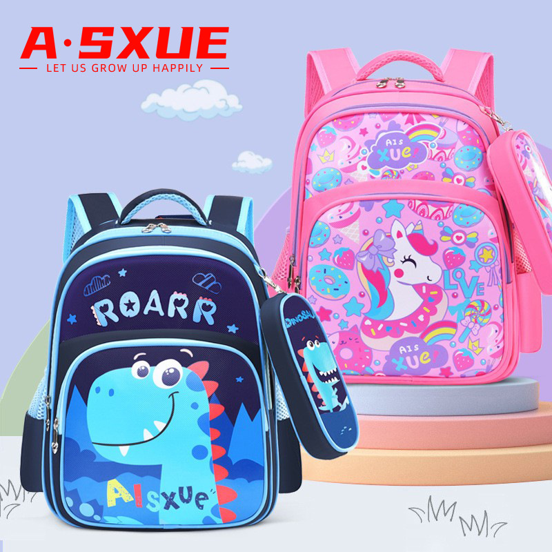 Primary School Schoolbag Grade 1-3 Boys and Girls Cartoon Cute Lightweight Spine Protection Children's Pencil Case Backpack