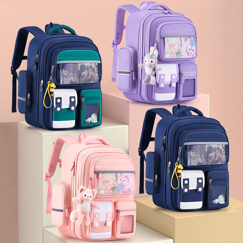 children's burden reduction large-capacity backpack Primary School students one, two, three to six grades Korean spine bag