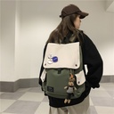 Backpack Men's Backpack Schoolbag Women's Junior High School Student Ins Trendy Cool Fashionable Senior high school Simple Canvas Large Capacity Computer Bag
