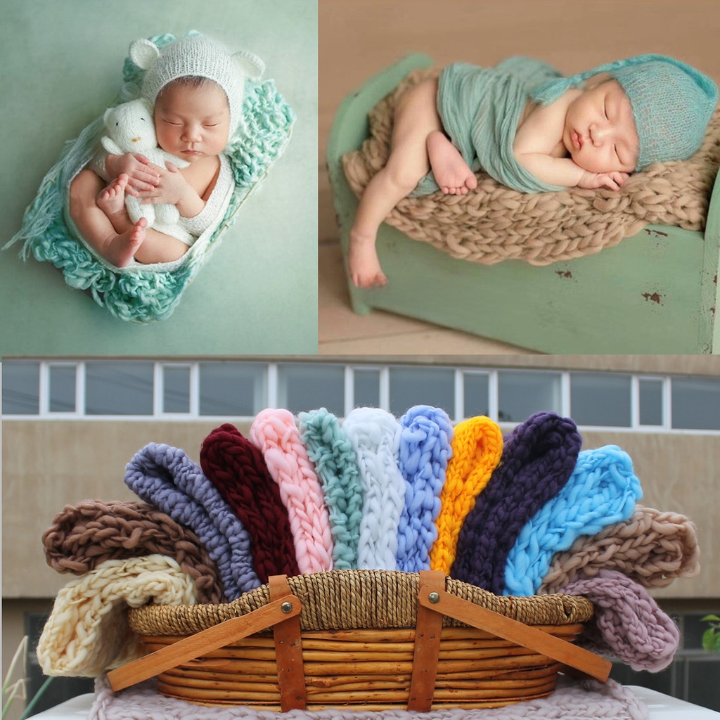 born Photography Props Children's Photography Blanket Thick Line Square Blanket Baby Photo Background Blanket Multicolor