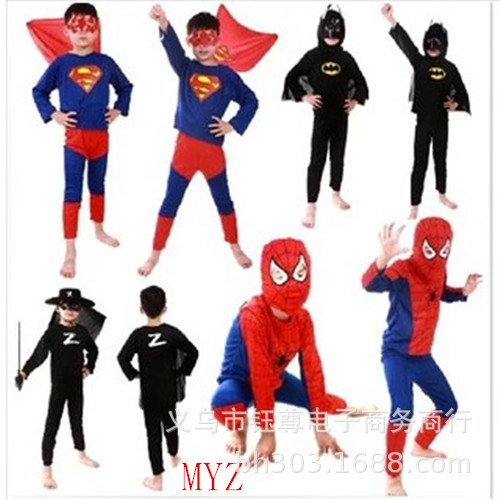 万圣节儿童服装儿童超人服装蜘蛛侠表演服装 佐罗服装蝙蝠侠服装