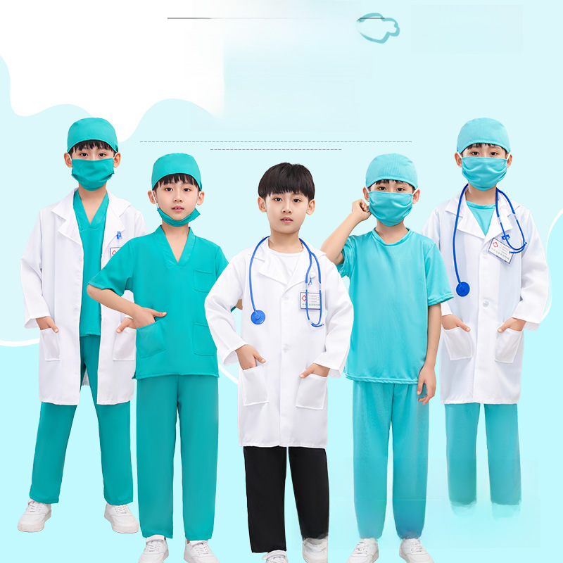 Creative Children's Epidemic Prevention Clothes Doctor's Surgical Clothes White Coat Professional Playing Children's Children's Day Performance Clothes