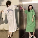 Spring and Summer Dress Long Dress Loose Large Size Casual Long Over-the-knee Pregnant Women's Nightdress Short Sleeve T-shirt for Women