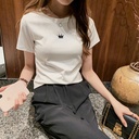 summer slim embroidery round neck short sleeve T-shirt women's student women's base coat a generation of hair