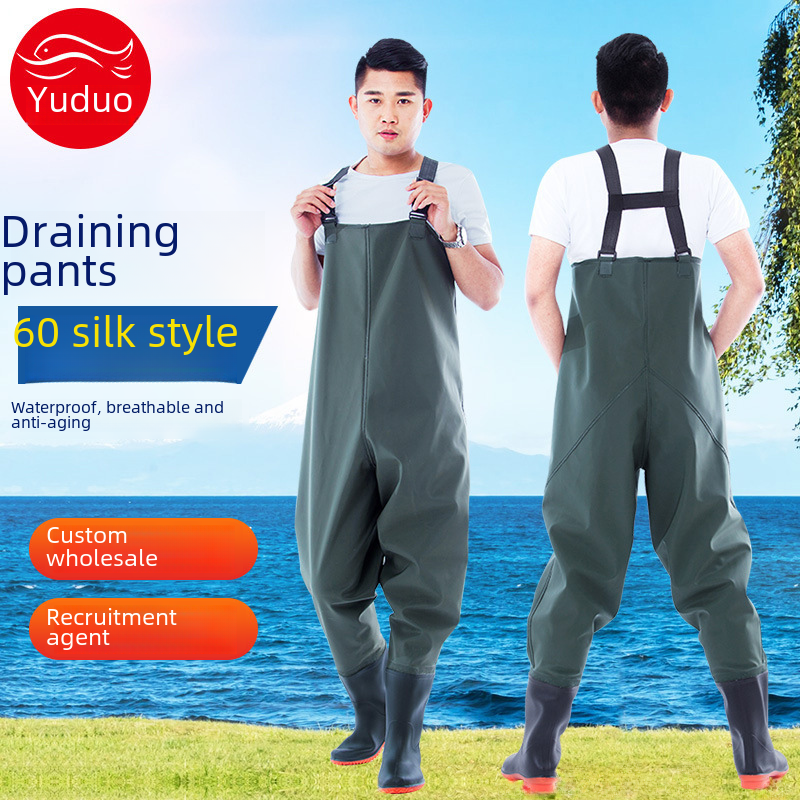 Yuduo half-body water pants factory direct rain pants waterproof clothing men's water pants leather fork thick fish fishing pants