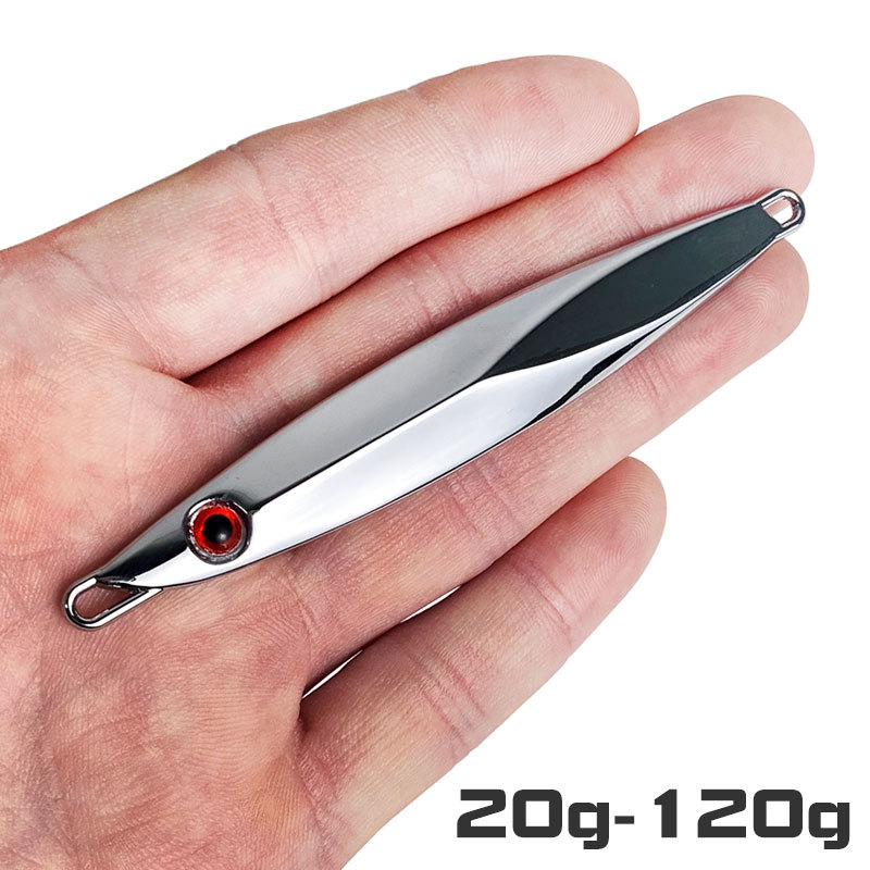 Luya bait long-distance deep sea slow shake iron plate lead fish 20g-120g zinc alloy feather three hooks Spanish mackerel cod bait