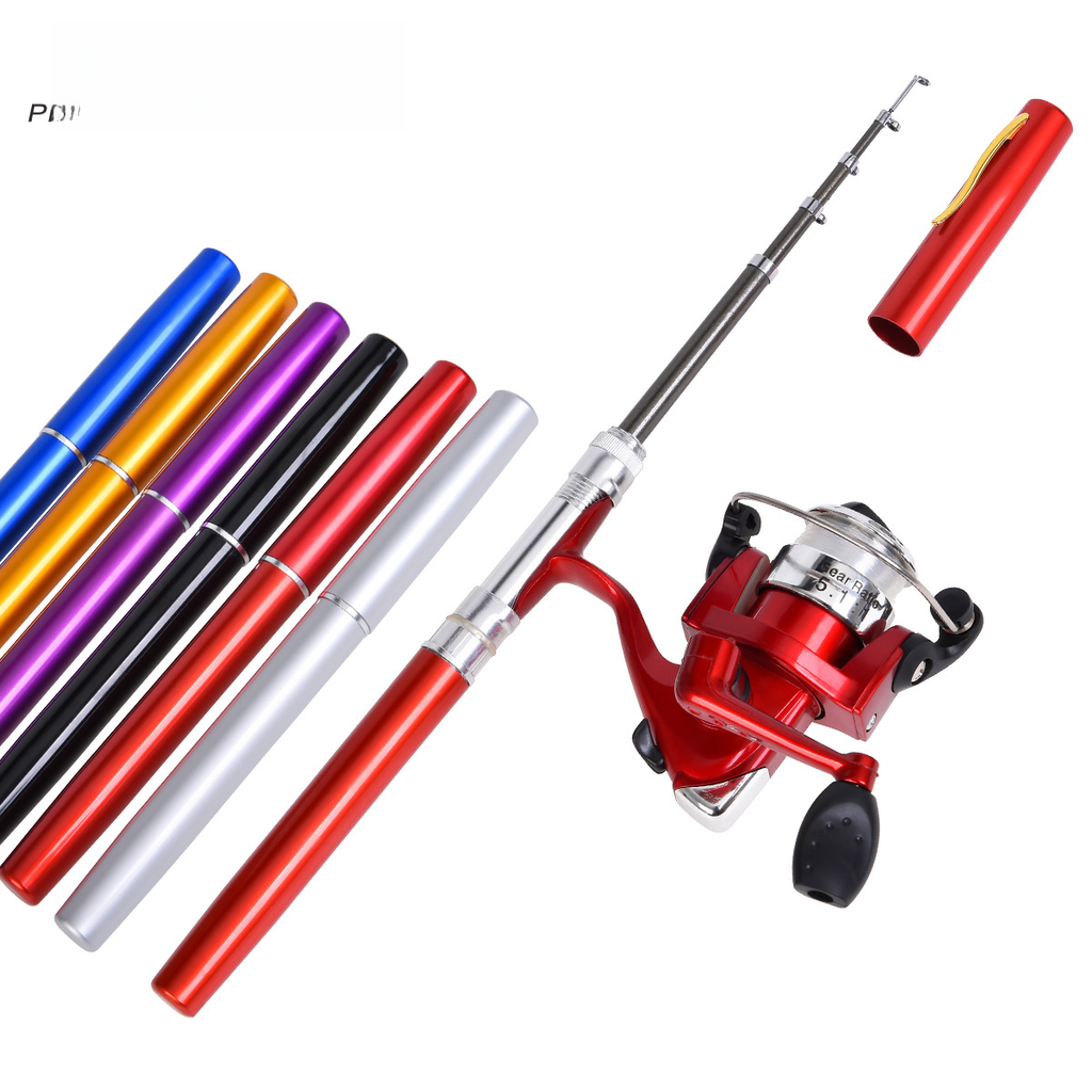 H8022 [Pen fishing rod spinning wheel 2 piece set] portable pocket ice fishing rod sea rod fishing gear