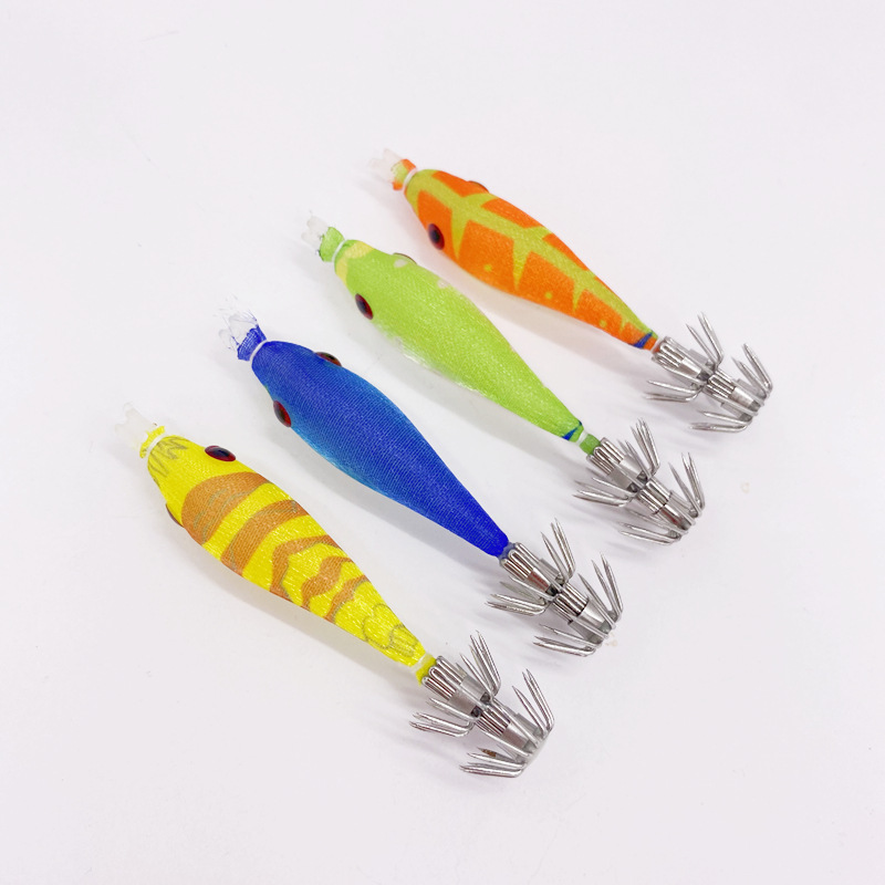 Japanese blowing tube artifact squid hook blowing tube hook cloth roll luminous UV squid cuttlefish fake bait hook wooden shrimp