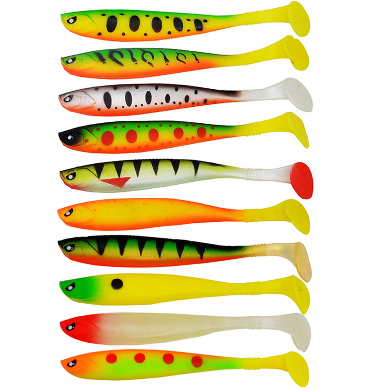 WLDSLURE T-tailed soft fish 12cm/10g with hook slot 3D shaped eye bionic fishing bait fake bait Luya bait