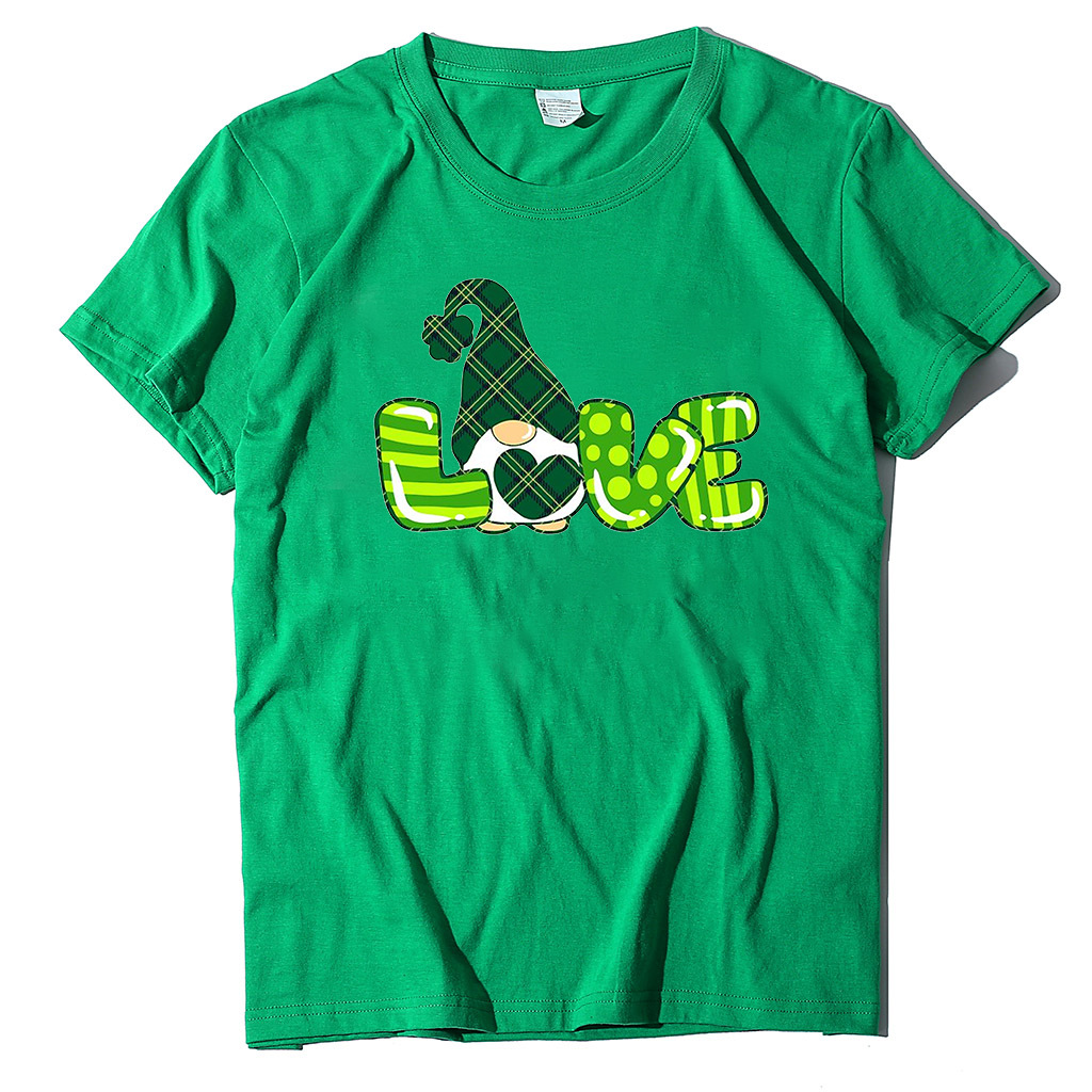 St. Patrick's Day T-shirt printed short sleeve Irish green T-shirt Clover short sleeve European size spot
