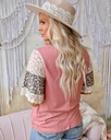 2024 summer Europe and the United States new leopard lace stitching pullover crew neck loose spot women's T-shirt