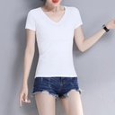 白色V领短袖女修身百搭韩版纯色t恤衫夏季上衣女士打底衫潮