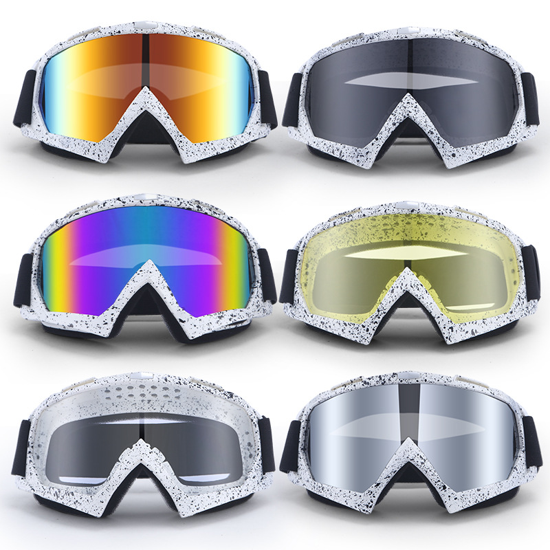 户外摩托车风镜片面罩户外骑行防风尘滑雪越野头盔护目镜复古男女