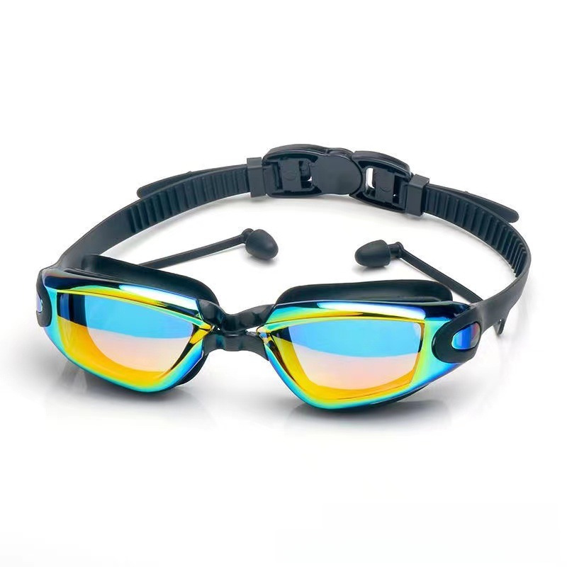Swimming goggles anti-fog magic color Waterproof HD swimming goggles colorful with earplugs electroplating swimming goggles