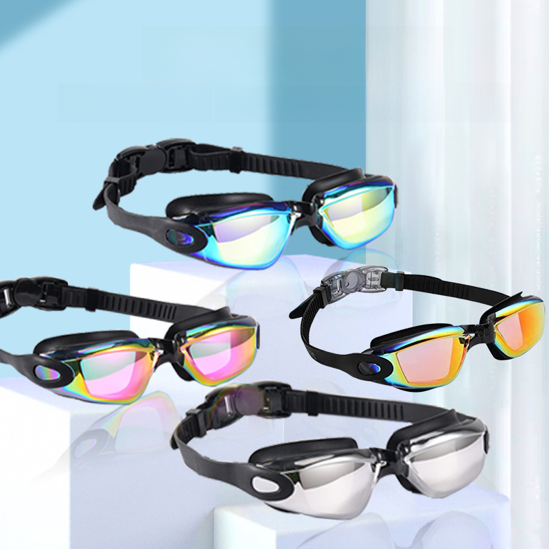 swimming goggles adult silicone swimming goggles myopia swimming glasses goggles anti-fog plating swimming goggles set