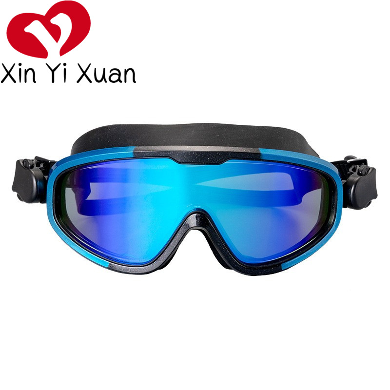 Adult swimming goggles large frame anti-fog silicone swimming glasses electroplated men's and women's swimming goggles myopia