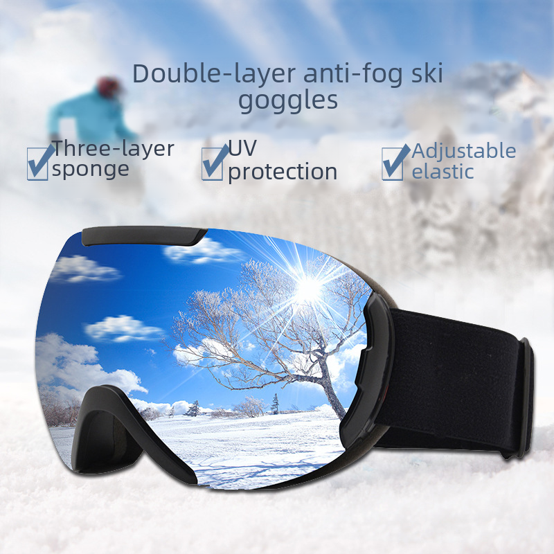in stock ski goggles large spherical double-layer anti-fog outdoor goggles snow-proof men's and women's goggles mountaineering goggles