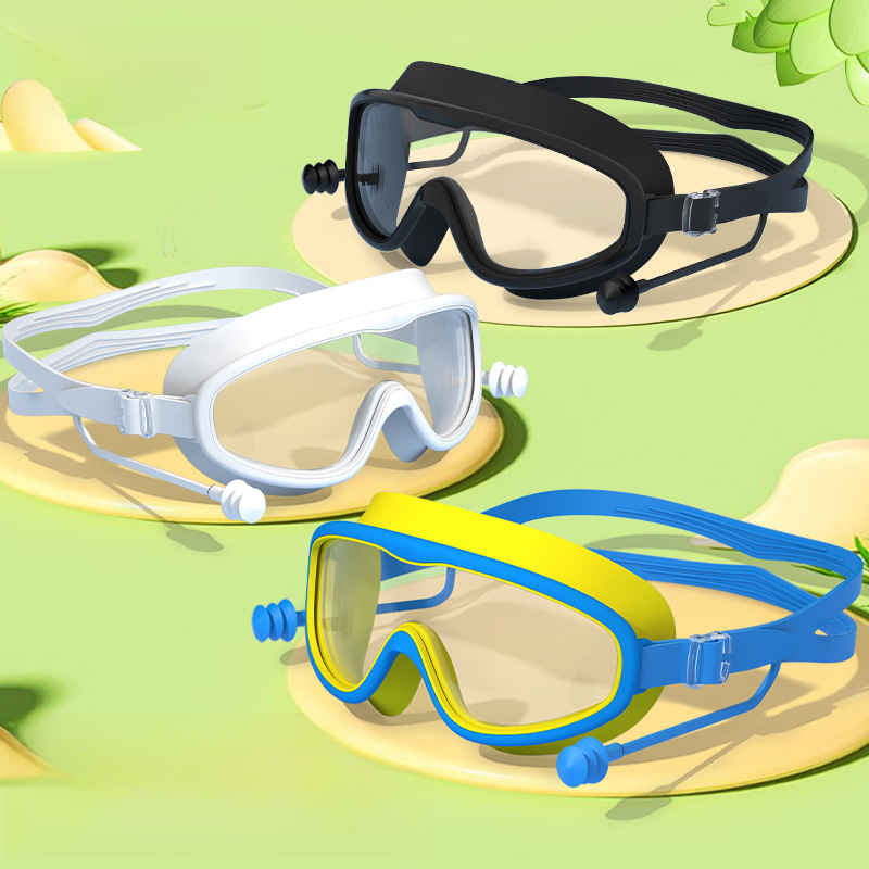 Factory direct children's goggles bags women men waterproof anti-fog HD transparent student baby swimming glasses