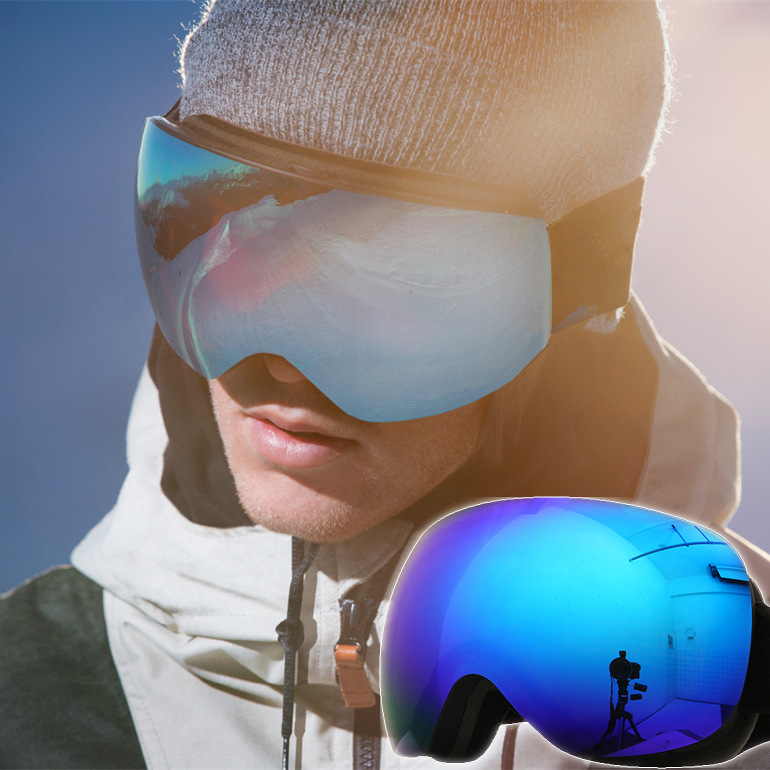 ski glasses double anti-fog large spherical REVO plated real film UV400 card proximity mirror/HX12 non-porous