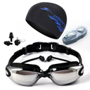 Factory direct high-definition waterproof anti-fog swimming glasses men's and women's large-frame electroplated swimming goggles with earplugs swimming cap equipment