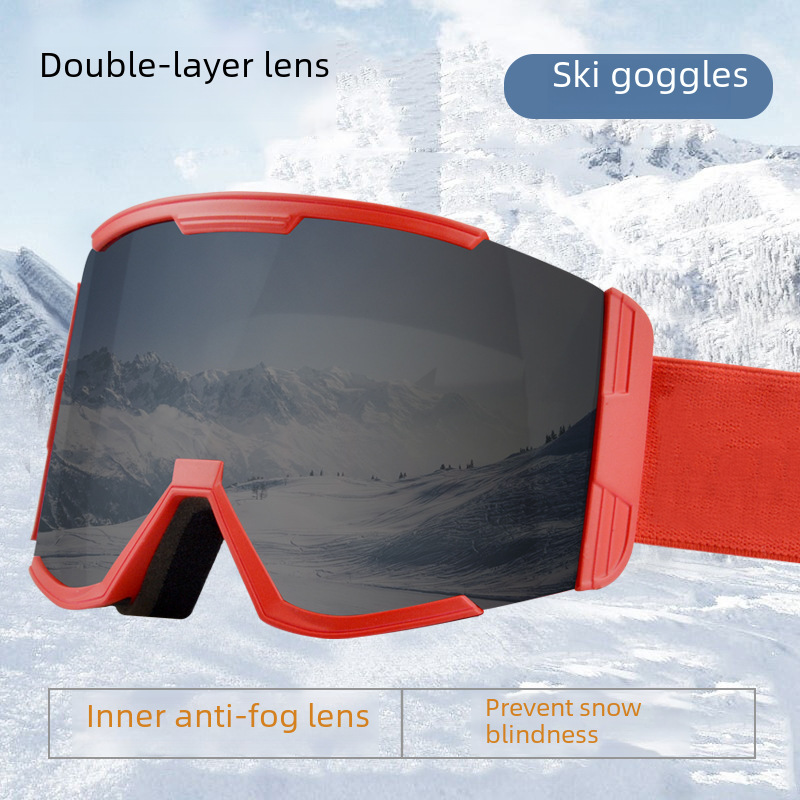 Ski Glasses Double-layer Anti-fog Large Cylinder Large Field of View Mountain Climbing Goggles Wind-proof Snow-proof Blind Ski Supplies