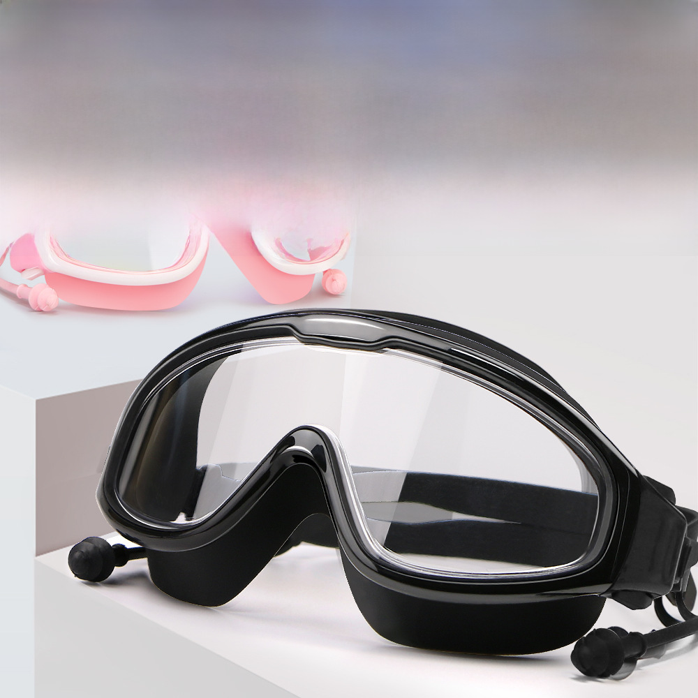 Swimming Goggles Waterproof Anti-fog HD Large Field of View Flat Light Adult Swimming Glasses Large Frame Silicone Swimming Goggles