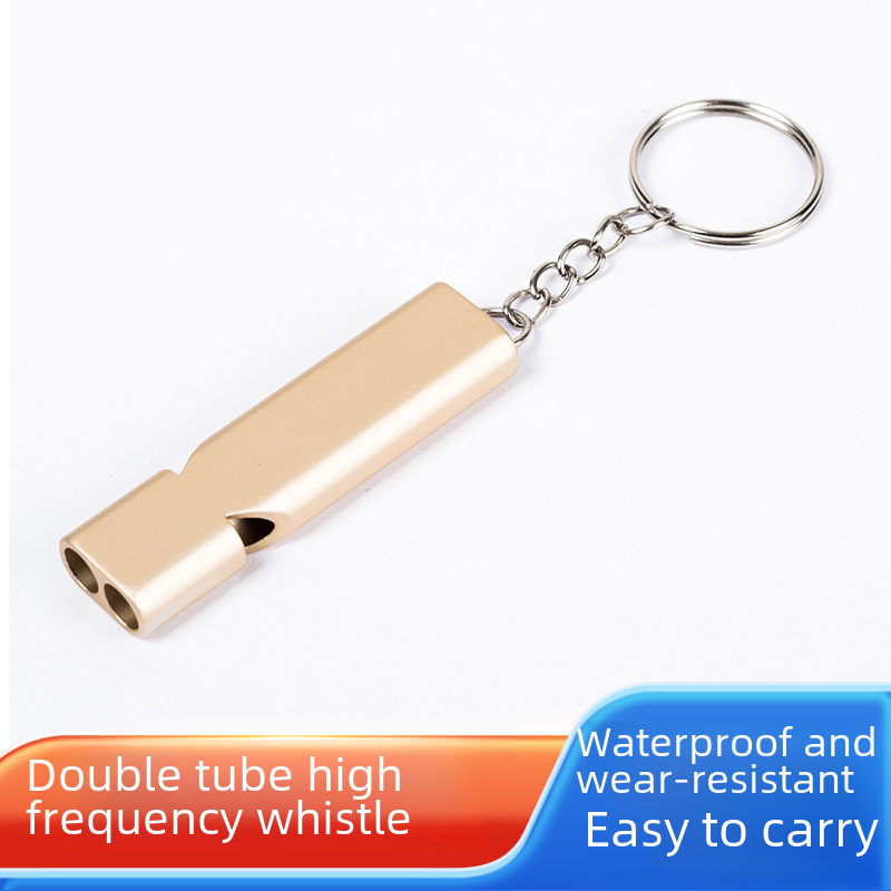 Factory spot supply high frequency whistle double tube whistle metal outdoor survival whistle aluminum alloy whistle