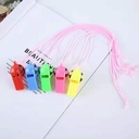 Sporting goods children with rope plastic football whistle World Cup football referee whistle send rope