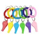 Plastic color whistle telephone line Spring plastic keychain bracelet children Spring ring whistle factory direct supply