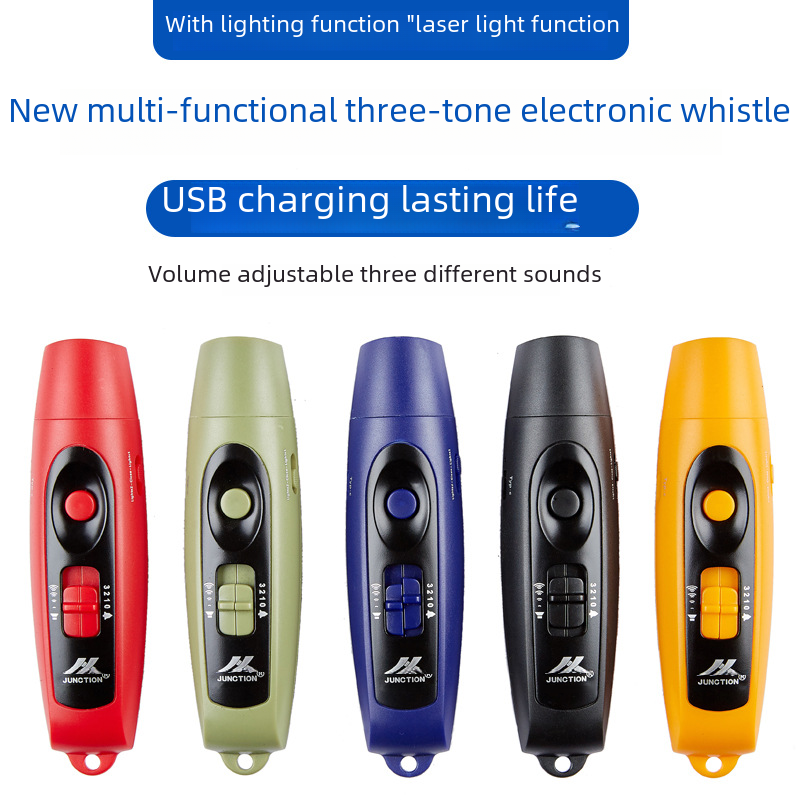 USB charging high decibel whistle traffic command pet training sports referee distress with light photoelectric whistle