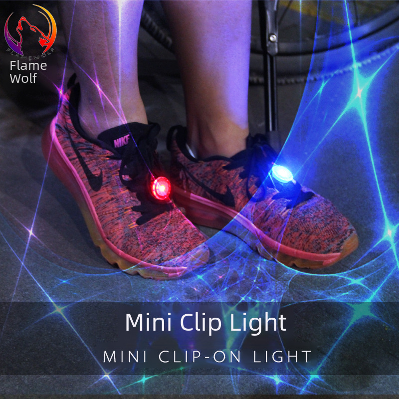 In stock sports running light led luminous shoes clip light Mini night running warning light clip backpack light full box