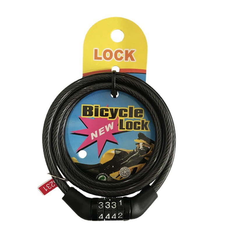 Bicycle lock chain lock mountain bike four-digit code lock electric car steel cable lock bicycle anti-theft riding equipment