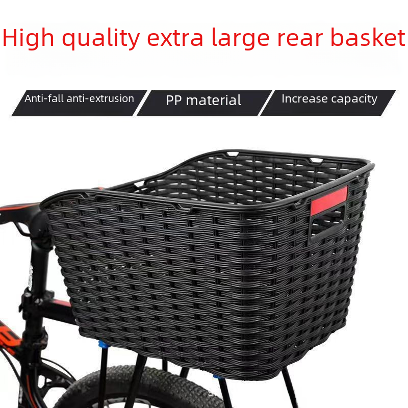 Bicycle Basket Large Plastic Schoolbag Basket Mountain Bike Rear-mounted Car Basket Folding Electric Car Vegetable Basket Riding Accessories