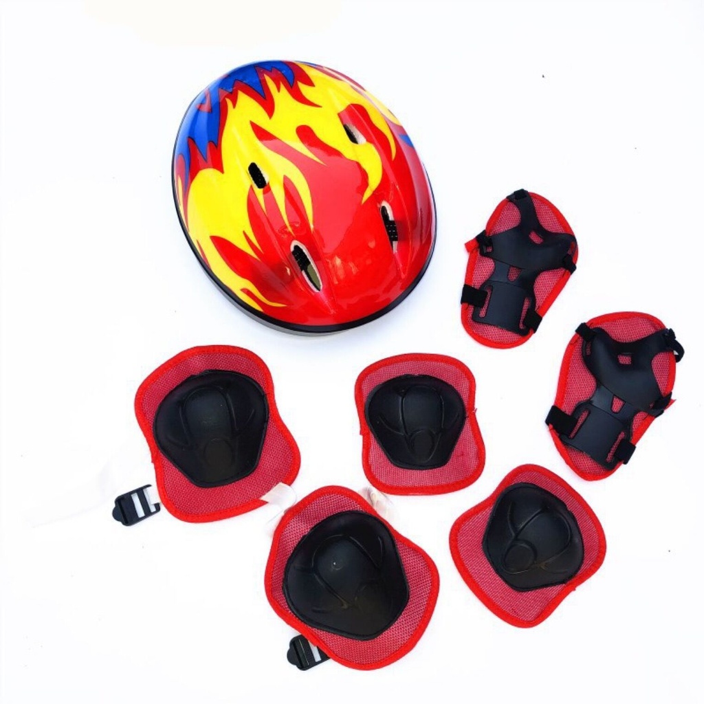 Children's Helmet Protective Set Skating Roller Balance Scooter Helmet Knee Protector 7 Pieces Factory Outlet