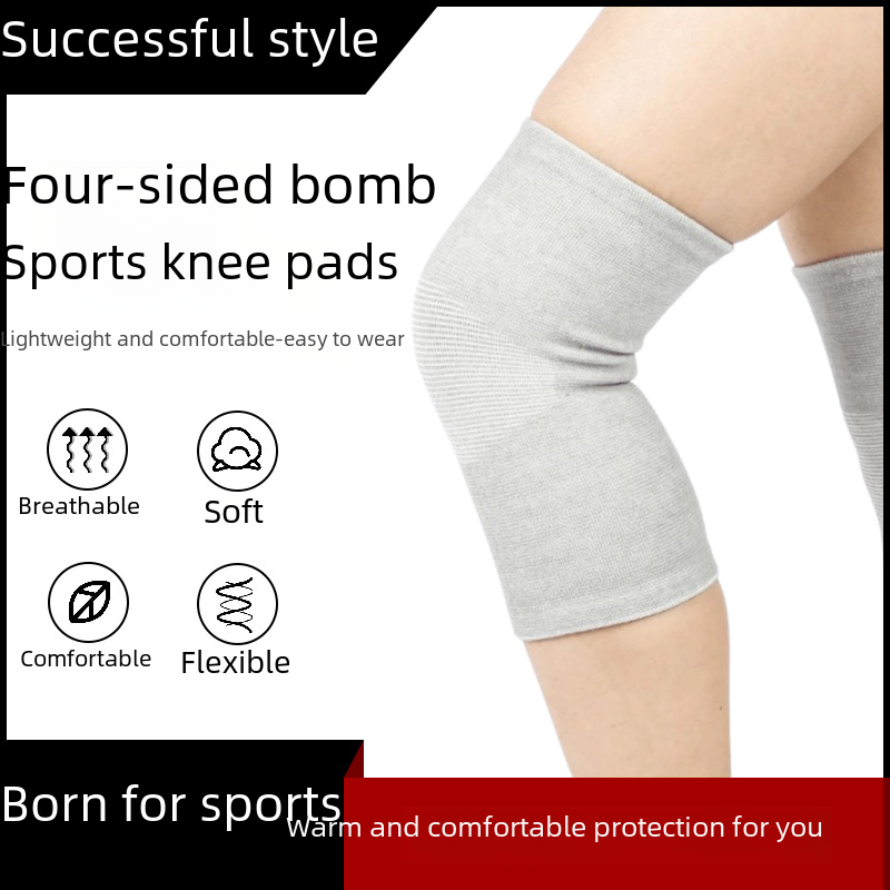 Four-sided elastic bamboo charcoal kneecap large goods outdoor basketball sports kneecap Fitness Cycling Sports kneecap